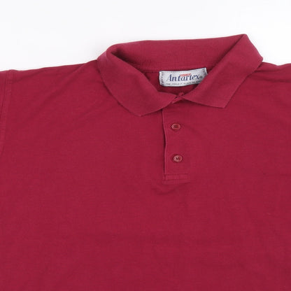 Antartex Mens Pink 100% Cotton Polo Size S Collared Button