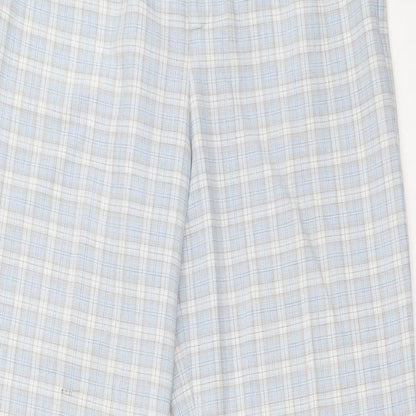 Preworn Womens Blue Plaid Polyester Trousers Size 12 L29 in Extra-Slim Zip
