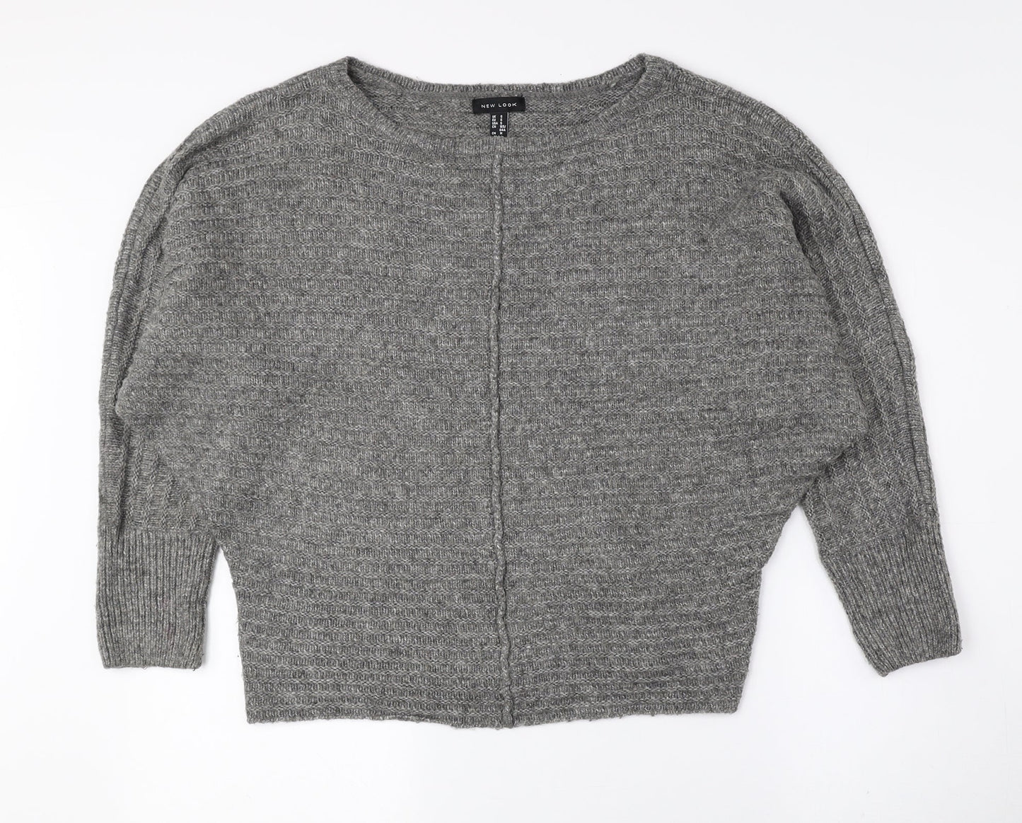 New Look Womens Grey Boat Neck Acrylic Pullover Jumper Size S