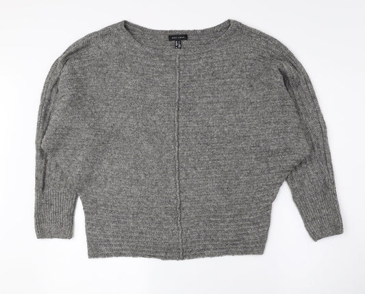 New Look Womens Grey Boat Neck Acrylic Pullover Jumper Size S