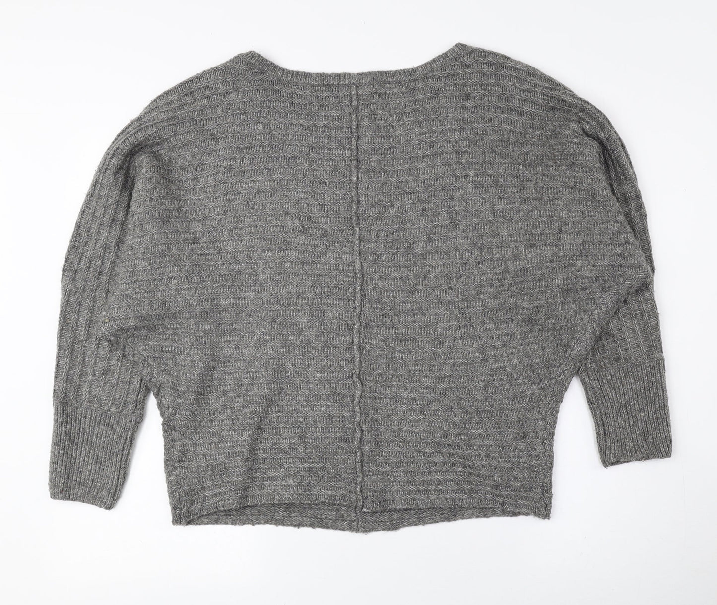New Look Womens Grey Boat Neck Acrylic Pullover Jumper Size S