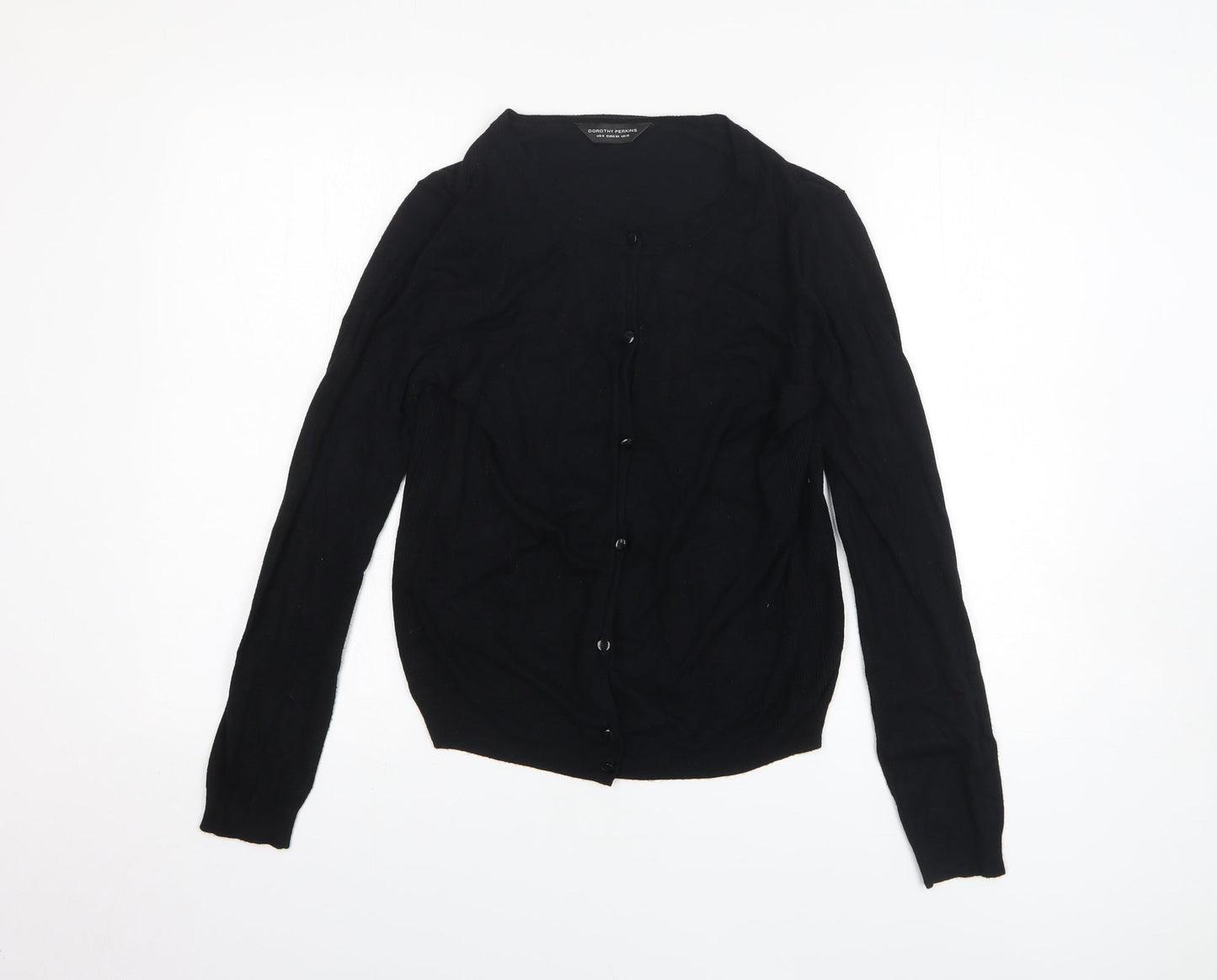 Dorothy Perkins Womens Black Viscose Basic Button-Up Size 10 Round Neck