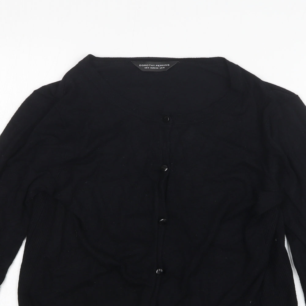 Dorothy Perkins Womens Black Viscose Basic Button-Up Size 10 Round Neck
