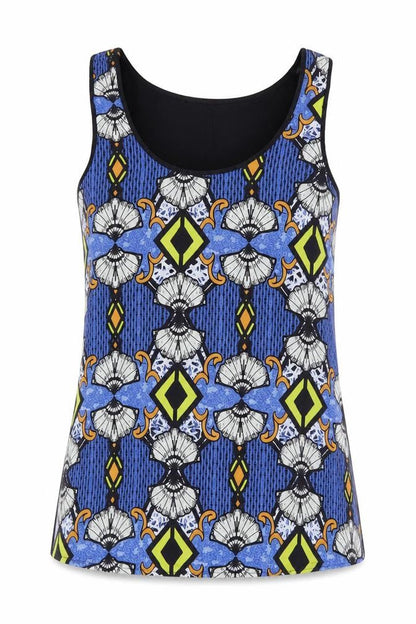 River Island Womens Multicoloured Geometric Viscose Basic Tank Size 8 Scoop Neck