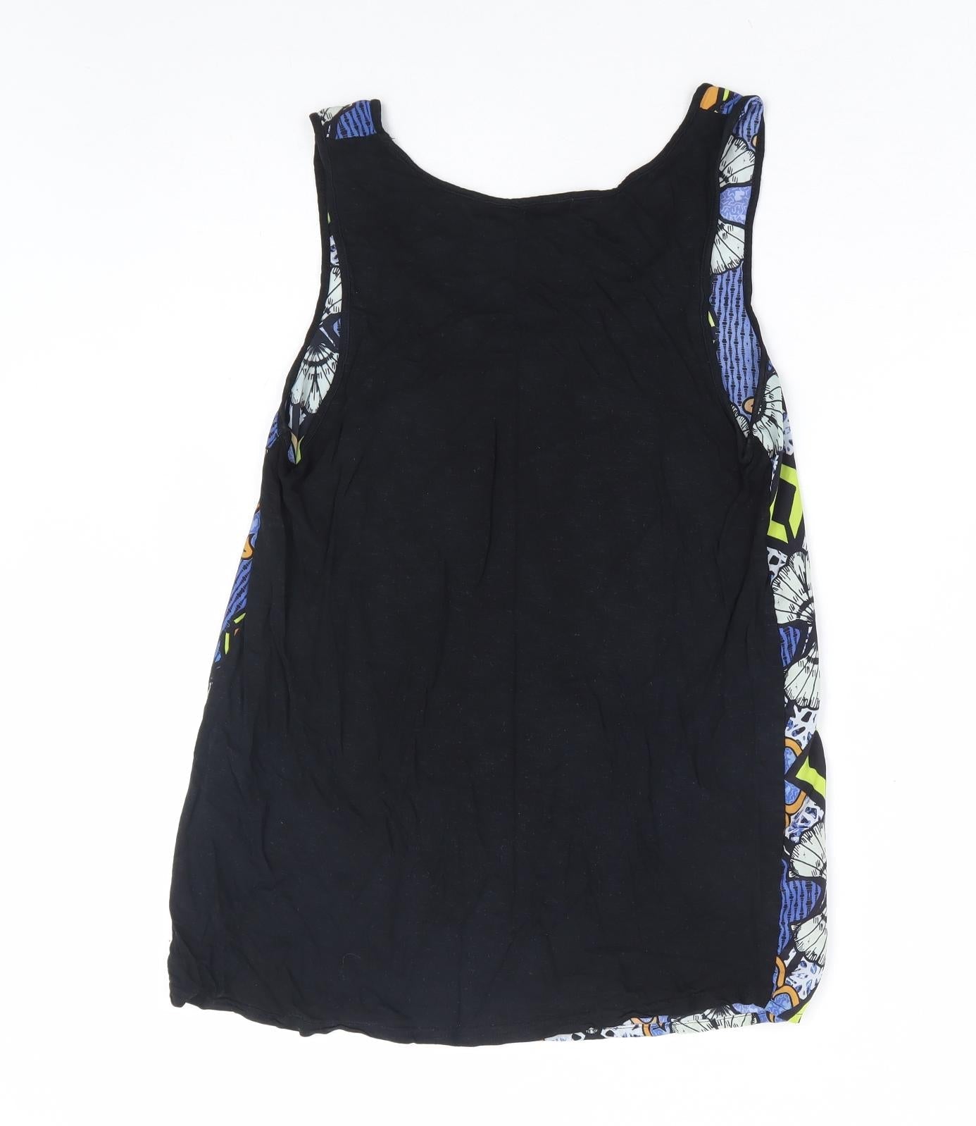 River Island Womens Multicoloured Geometric Viscose Basic Tank Size 8 Scoop Neck
