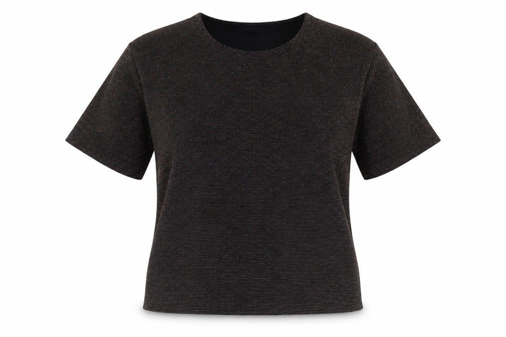 Ethernal Collection Womens Black Nylon Basic T-Shirt Size 18 Round Neck