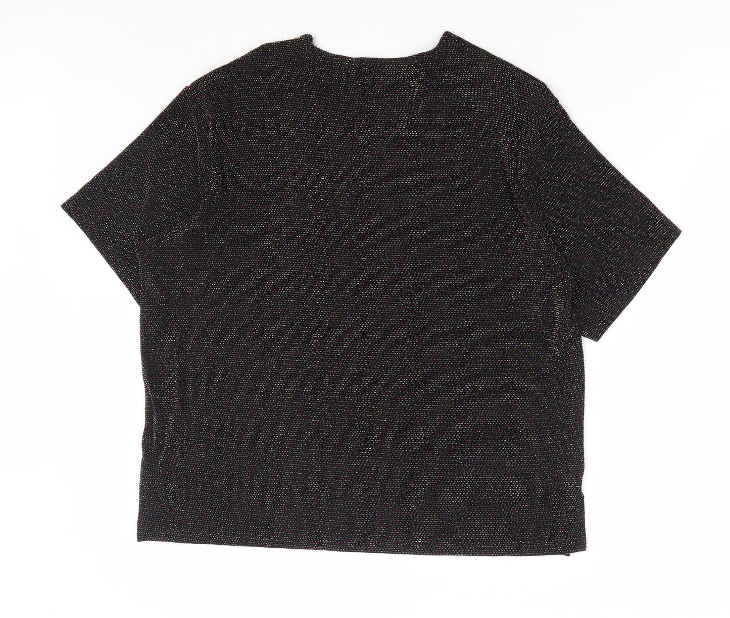 Ethernal Collection Womens Black Nylon Basic T-Shirt Size 18 Round Neck