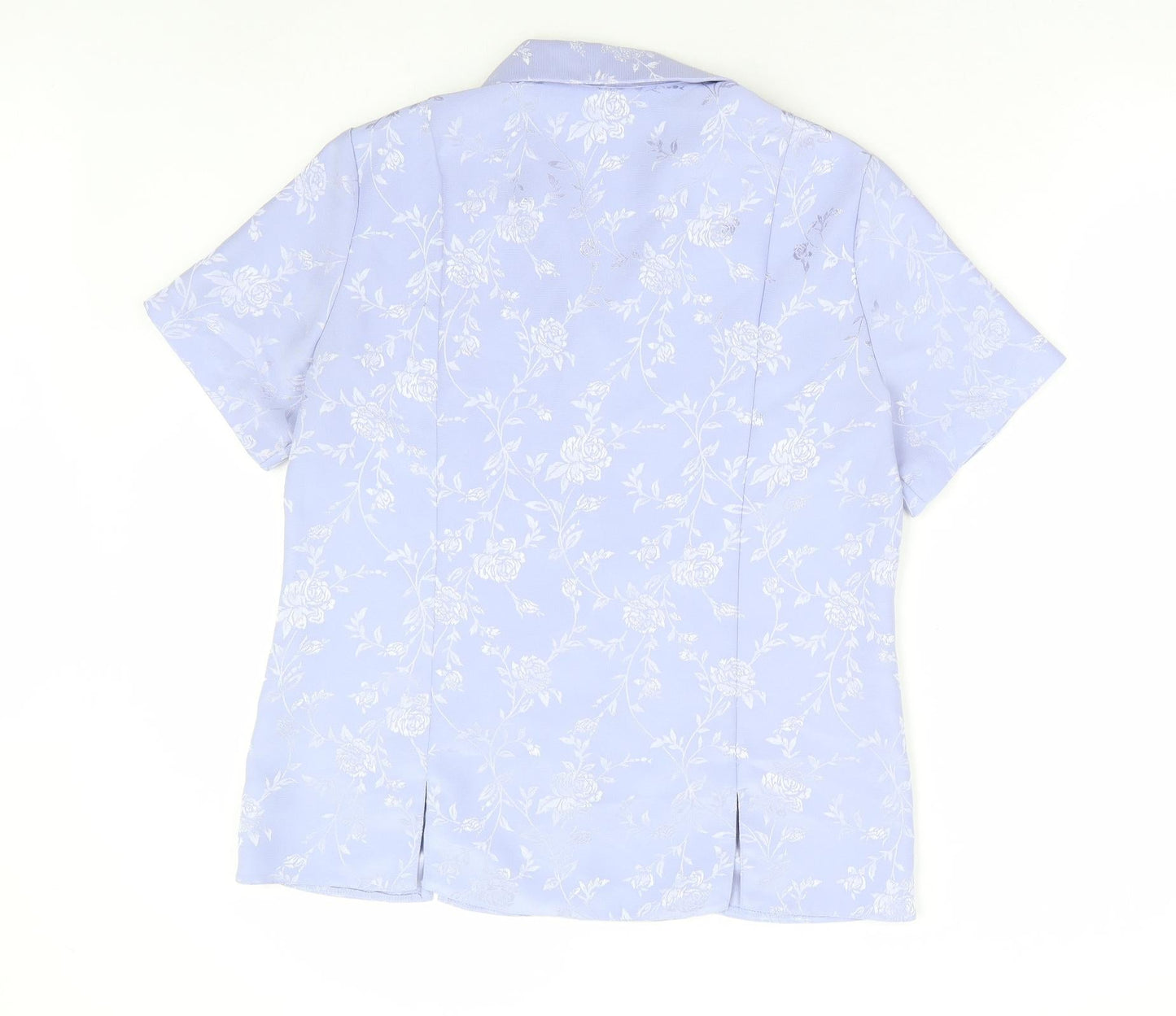 Bonmarché Womens Purple Floral Polyester Basic Button-Up Size 12 Collared