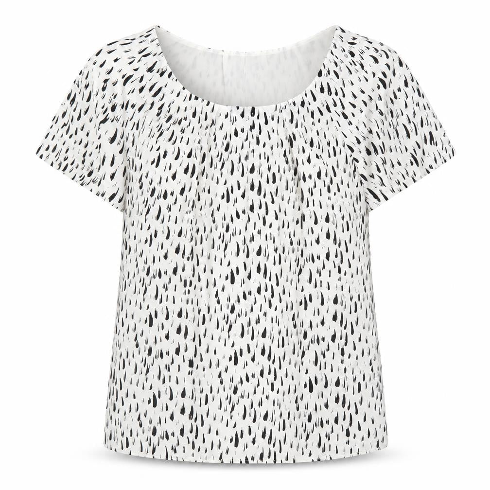 Monsoon Womens White Geometric Polyester Basic Blouse Size 16 Scoop Neck