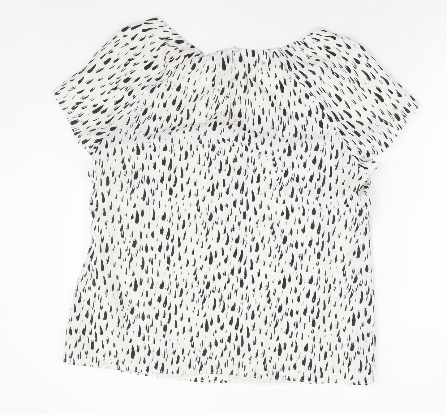 Monsoon Womens White Geometric Polyester Basic Blouse Size 16 Scoop Neck