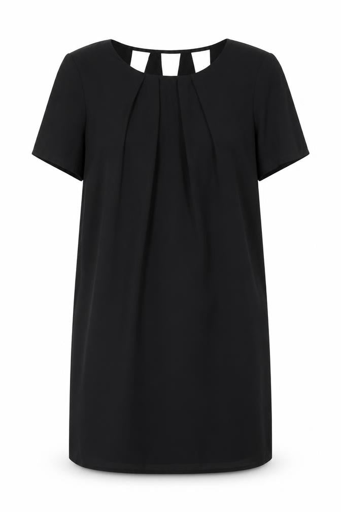 Tu Womens Black Polyester Shift Size 12 Round Neck Pullover - Cut Out Back Detail