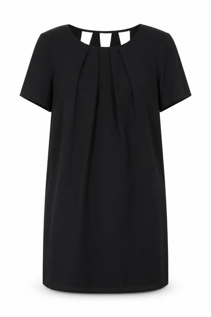 Tu Womens Black Polyester Shift Size 12 Round Neck Pullover - Cut Out Back Detail