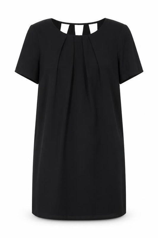 Tu Womens Black Polyester Shift Size 12 Round Neck Pullover - Cut Out Back Detail