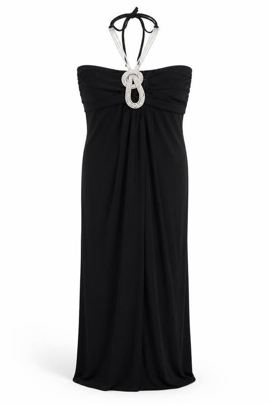 Roman Originals Womens Black Polyester Maxi Size 12 Halter Tie