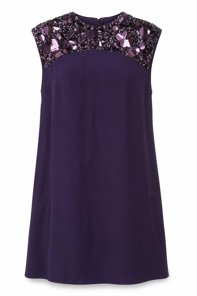 Coast Womens Purple Viscose A-Line Size 10 Round Neck Zip