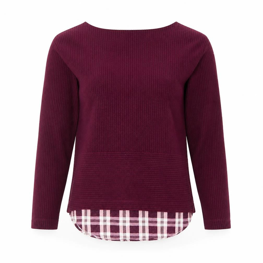 Marks & Spencer Womens Purple Plaid Polyester Basic Blouse Size 8 Boat Neck