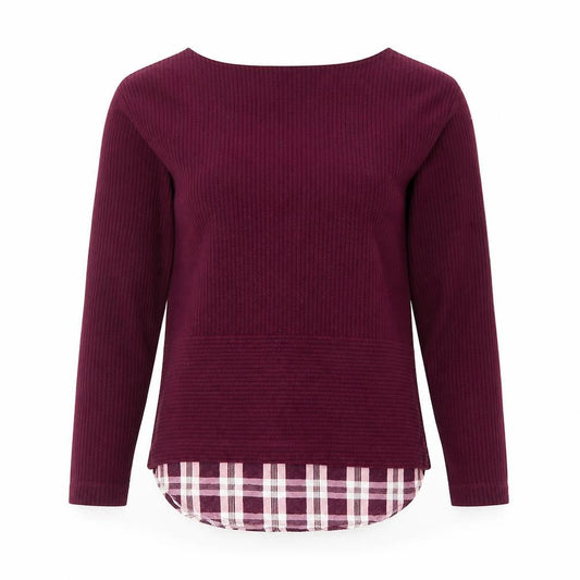 Marks and Spencer Womens Purple Plaid Polyester Basic Blouse Size 8 Boat Neck