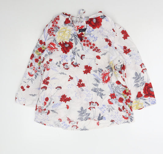Marks and Spencer Womens Multicoloured Floral Viscose Basic Blouse Size 12 V-Neck