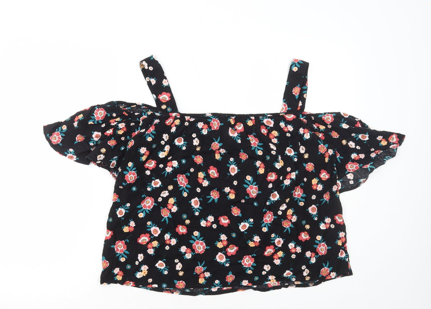 Dororthy Perkins Womens Multicoloured Floral Polyester Basic Blouse Size 12 Off the Shoulder