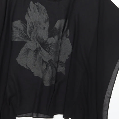 RJR.John Rocha Womens Black Floral Polyester Basic Blouse Size 12 Round Neck