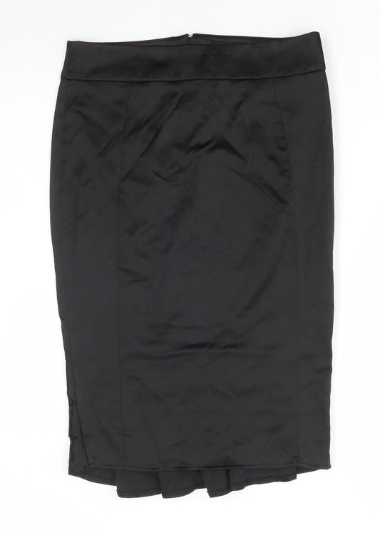 Topshop Womens Black Polyester Straight & Pencil Skirt Size 10 Zip