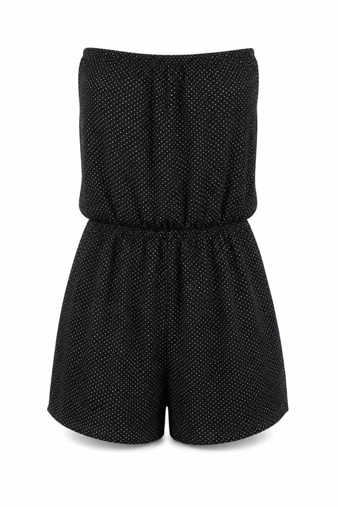 Preworn Womens Black Polka Dot Cotton Playsuit One-Piece Size S Pullover