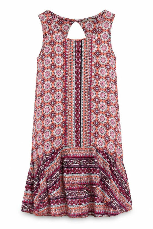 Tu Womens Multicoloured Geometric Viscose Tunic Tank Size 8 Round Neck
