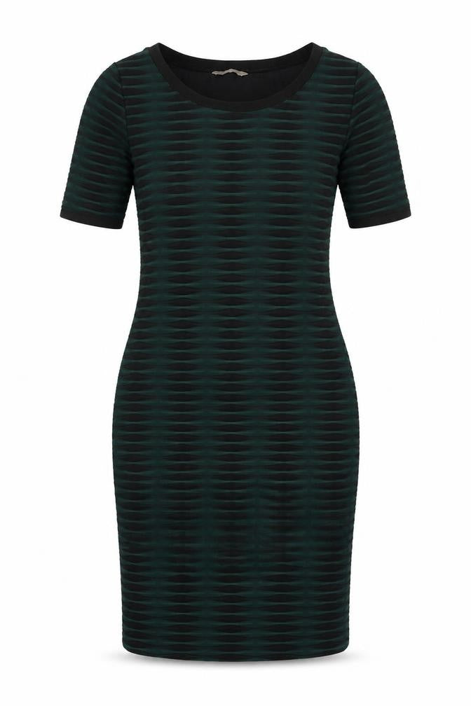 Marks & Spencer Womens Green Striped Polyester Bodycon Size 10 Round Neck Pullover