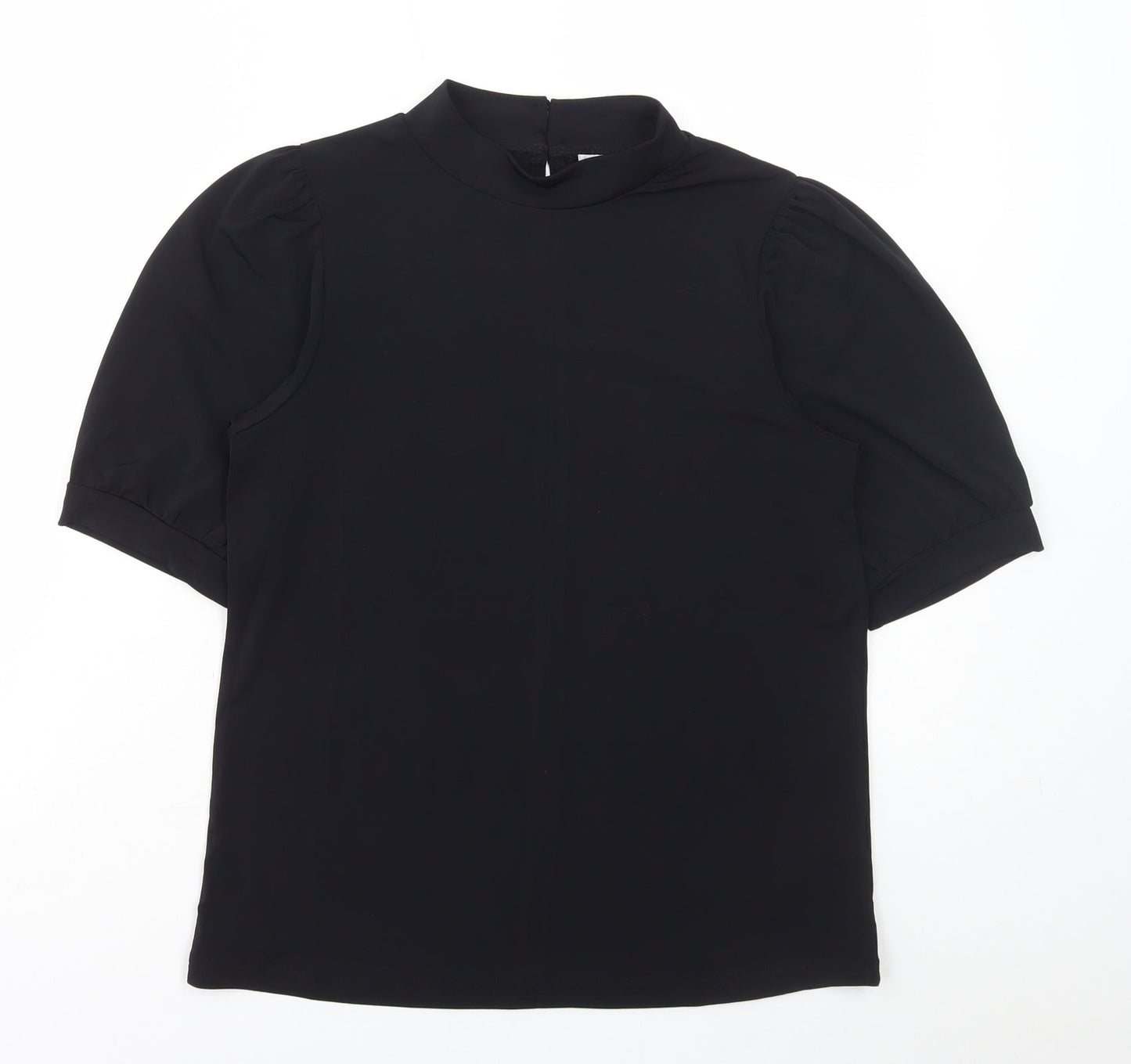 ICHI Womens Black Polyester Basic T-Shirt Size XS Mock Neck