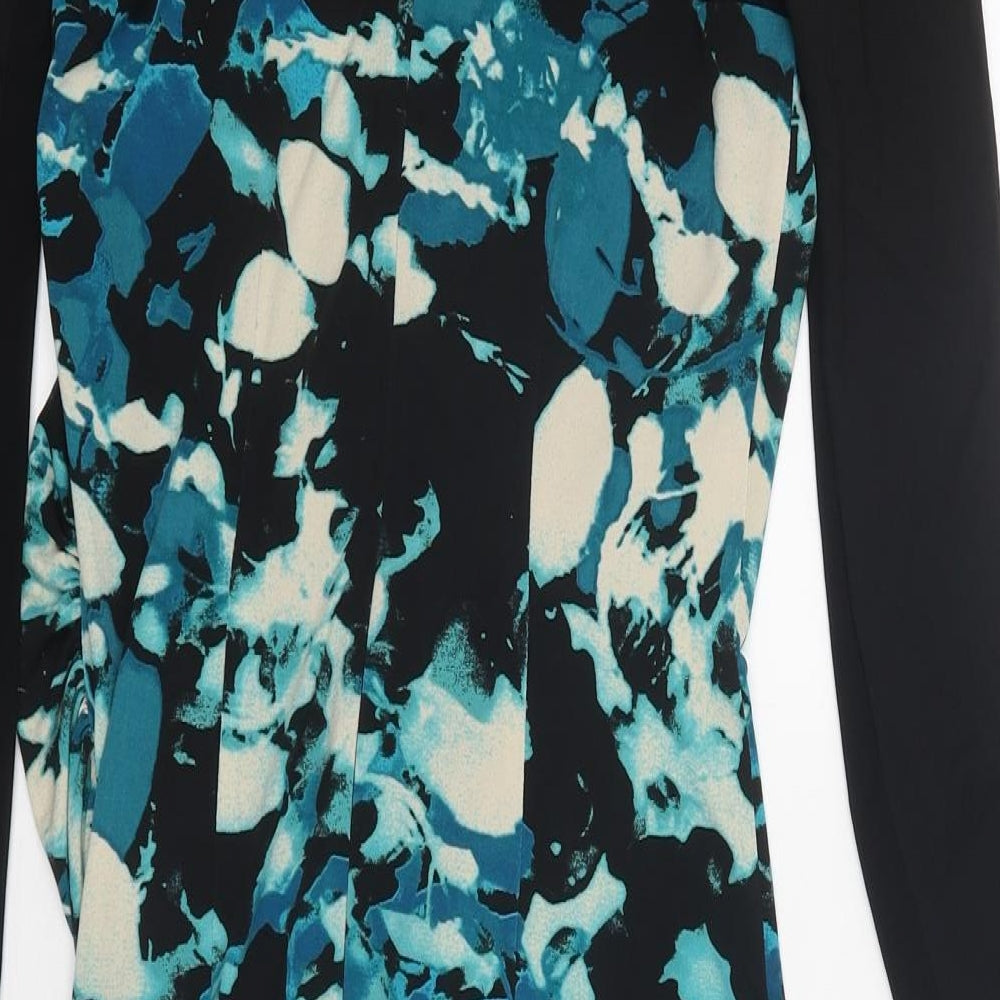 Coast Womens Black Geometric Polyester Pencil Dress Size 12 Boat Neck Button