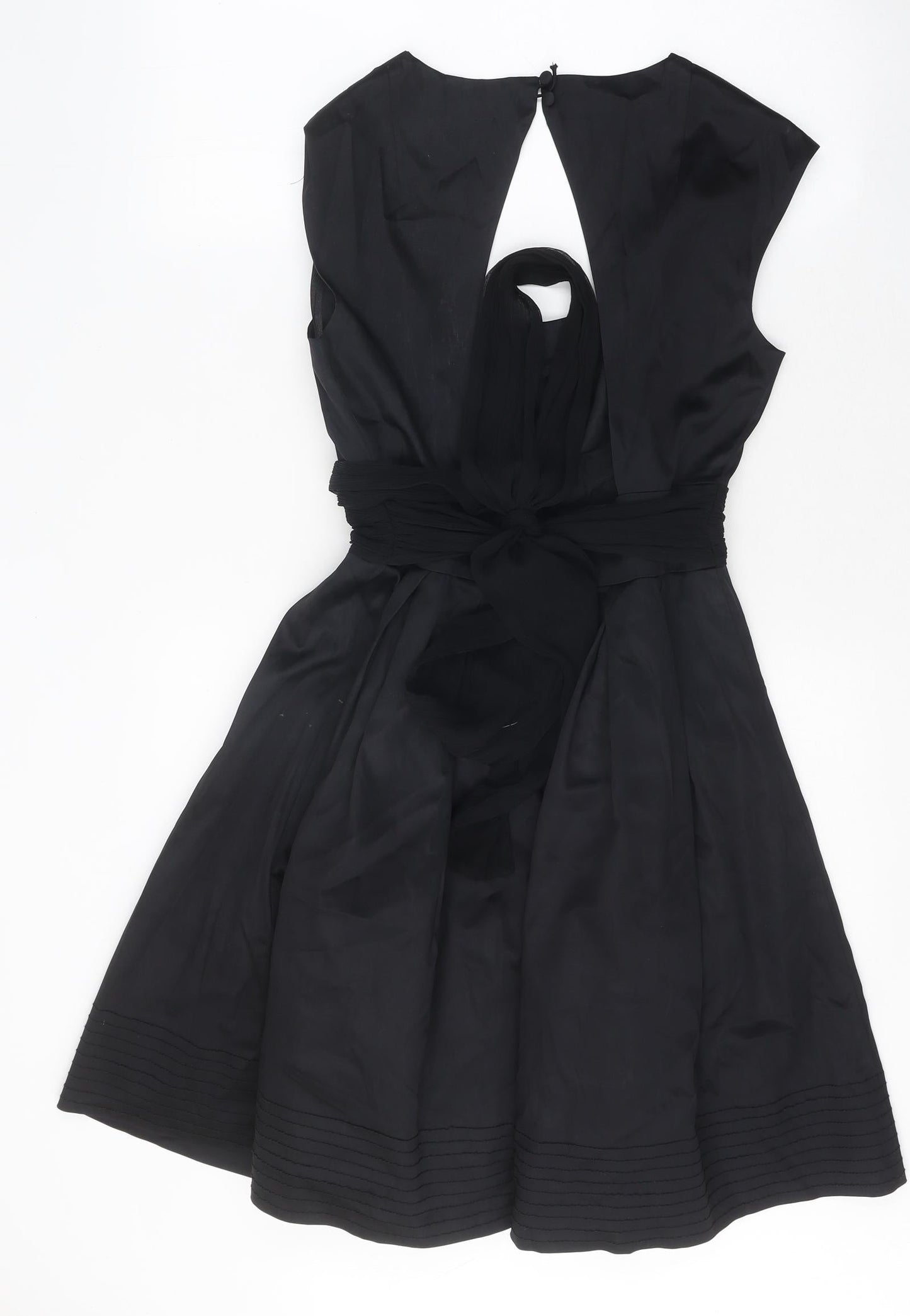 Warehouse Womens Black Polyester A-Line Size 10 Scoop Neck Button