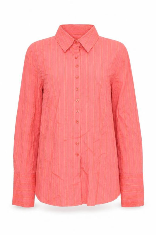 Olsen Womens Pink Striped Polyester Basic Button-Up Size 12 Collared