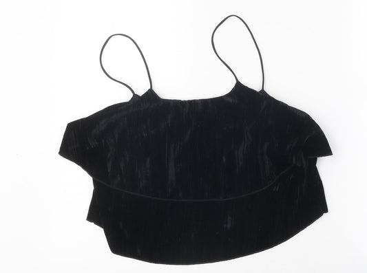 Zara Womens Black Polyester Cropped Tank Size M Off the Shoulder