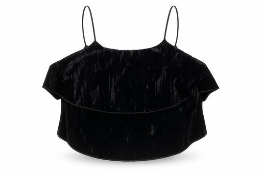 Zara Womens Black Polyester Cropped Tank Size M Off the Shoulder