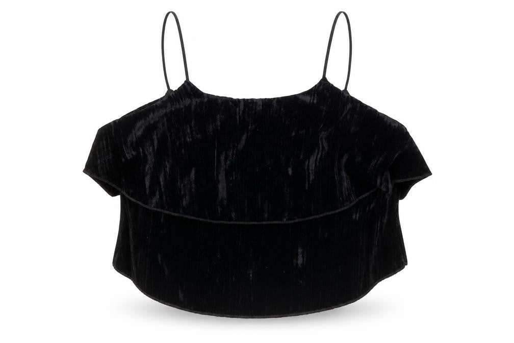 Zara Womens Black Polyester Cropped Tank Size M Off the Shoulder