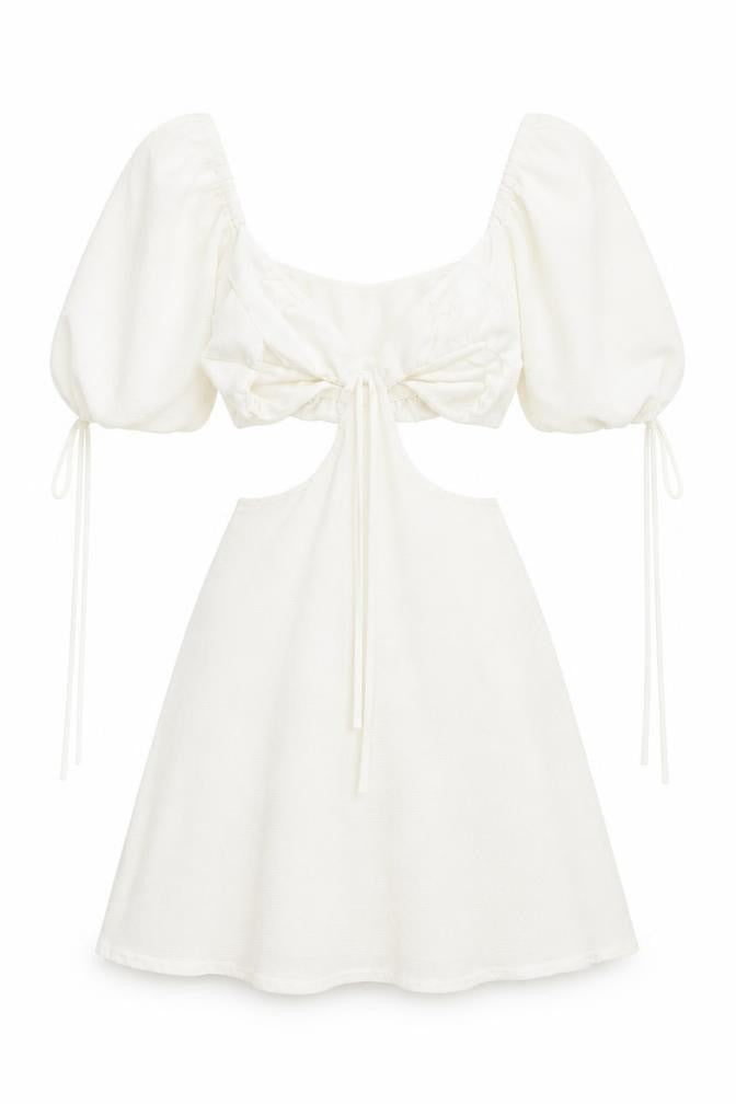 Missguided Womens White Polyester Mini Size 6 Off the Shoulder Tie