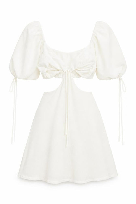 Missguided Womens White Polyester Mini Size 6 Off the Shoulder Tie