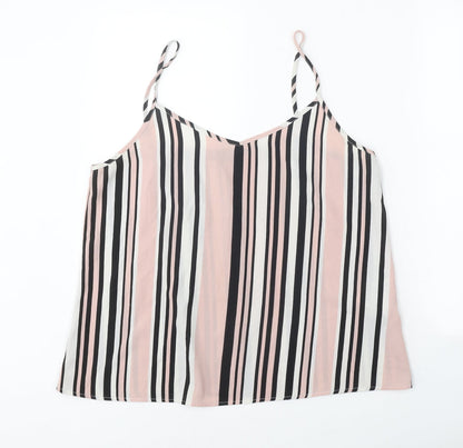 New Look Womens Multicoloured Striped Polyester Camisole Tank Size 14 V-Neck