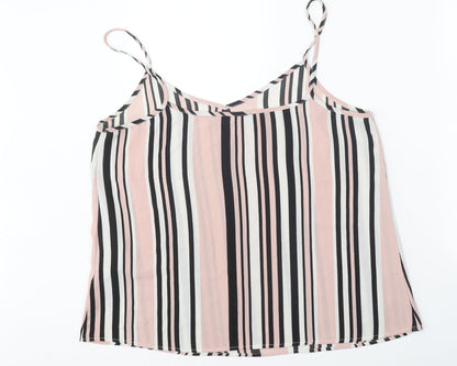 New Look Womens Multicoloured Striped Polyester Camisole Tank Size 14 V-Neck
