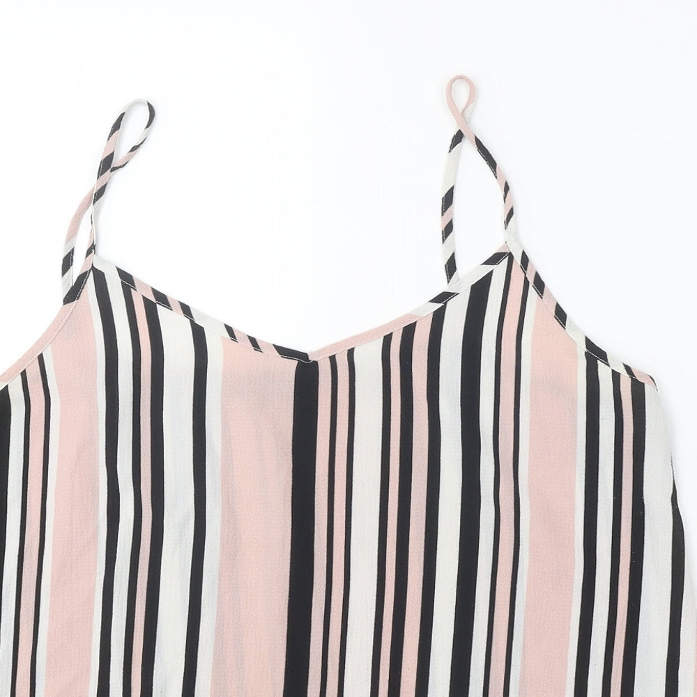 New Look Womens Multicoloured Striped Polyester Camisole Tank Size 14 V-Neck
