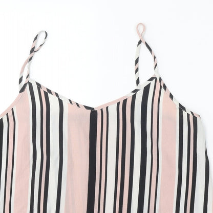 New Look Womens Multicoloured Striped Polyester Camisole Tank Size 14 V-Neck