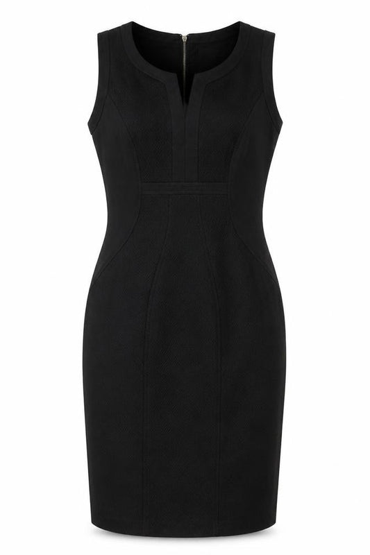 Next Womens Black Polyester Pencil Dress Size 10 V-Neck Zip