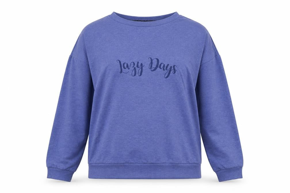 Avenue Womens Blue Solid Polyester Top Pyjama Top Size S - Lazy Days