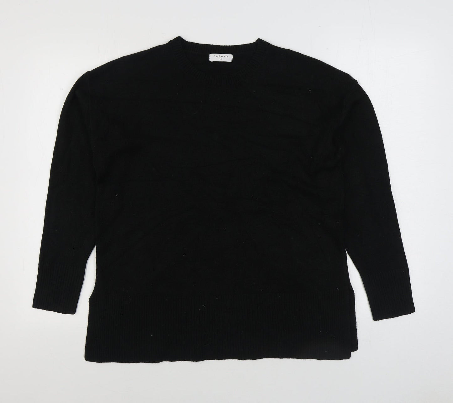 Matalan Womens Black Round Neck Acrylic Pullover Jumper Size 14