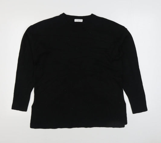 Matalan Womens Black Round Neck Acrylic Pullover Jumper Size 14