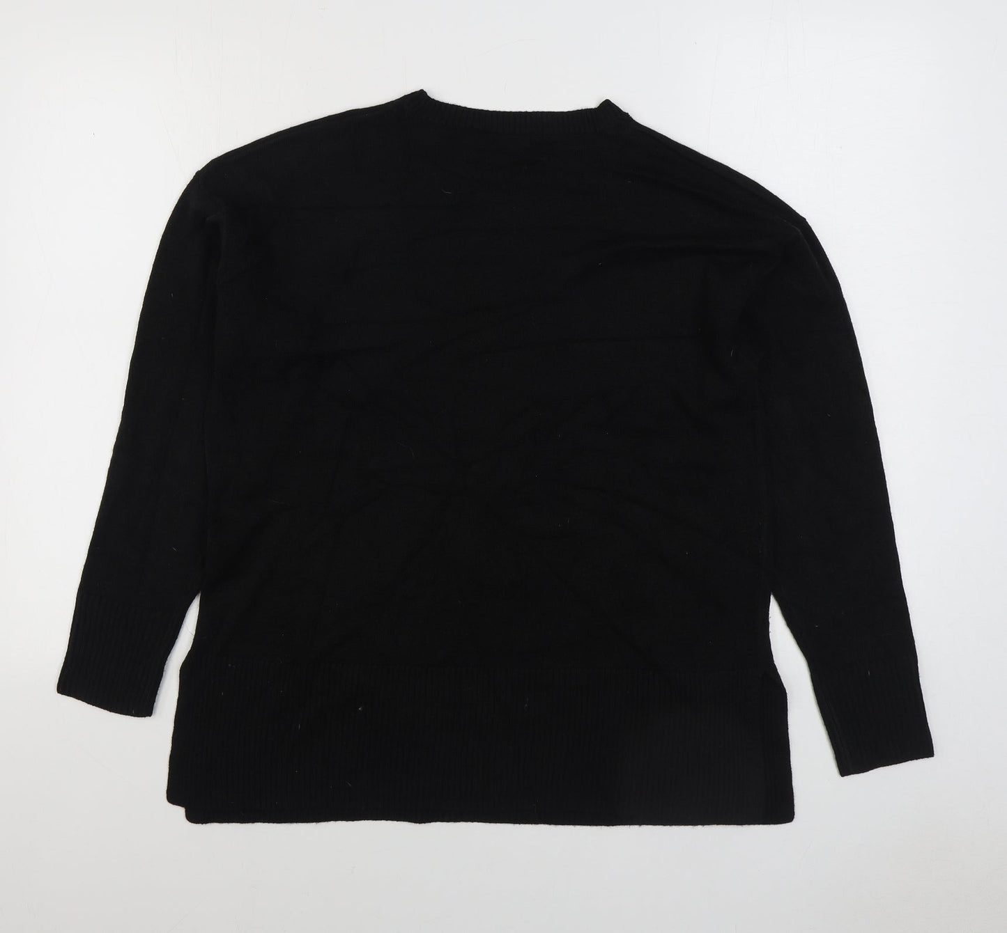 Matalan Womens Black Round Neck Acrylic Pullover Jumper Size 14