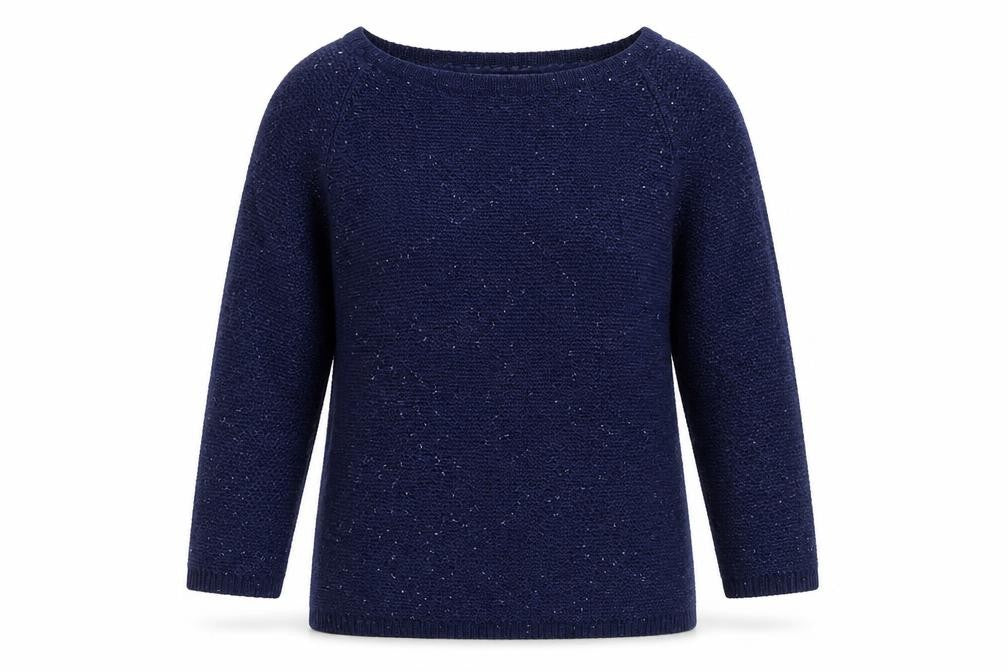 Monsoon Womens Blue Boat Neck Polyester Pullover Jumper Size S