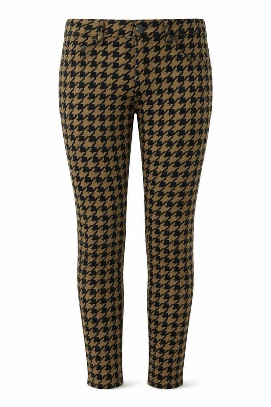Topshop Womens Beige Geometric Cotton Skinny Jeans Size 30 in L32 in Regular Button