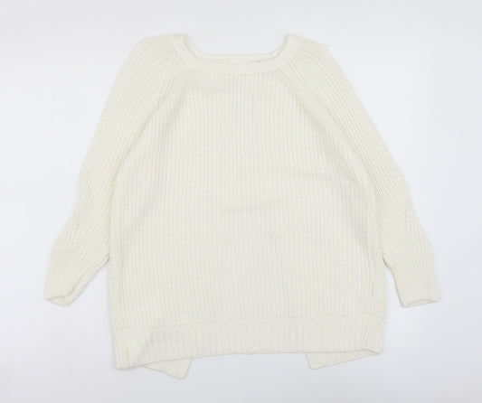 River Island Womens Ivory Boat Neck Acrylic Pullover Jumper Size 10 - Open Back