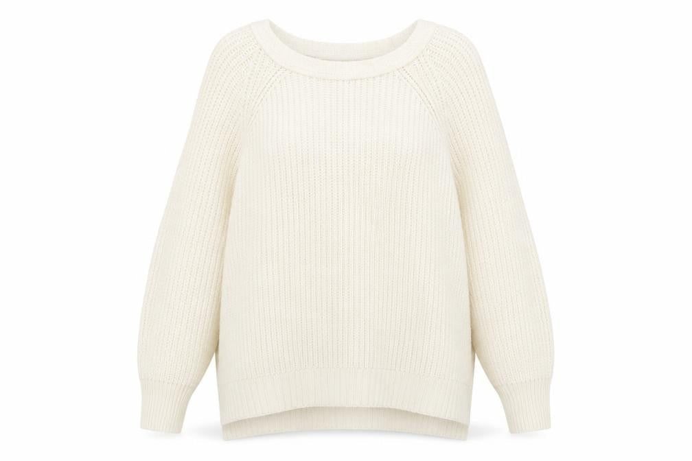 River Island Womens Ivory Boat Neck Acrylic Pullover Jumper Size 10 - Open Back